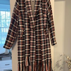CAbi Regency Wool Plaid Fringed Coat 3901
Size XS
Excellent preowned condition
